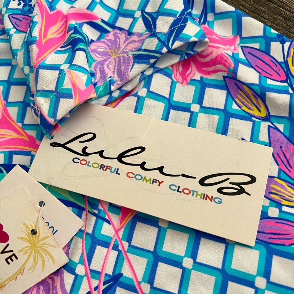 Lulu B UPF 50 Floral Cooling Top Small Bright Tropical Print 3/4 Sleeve NWT new‌ - Picture 10 of 12